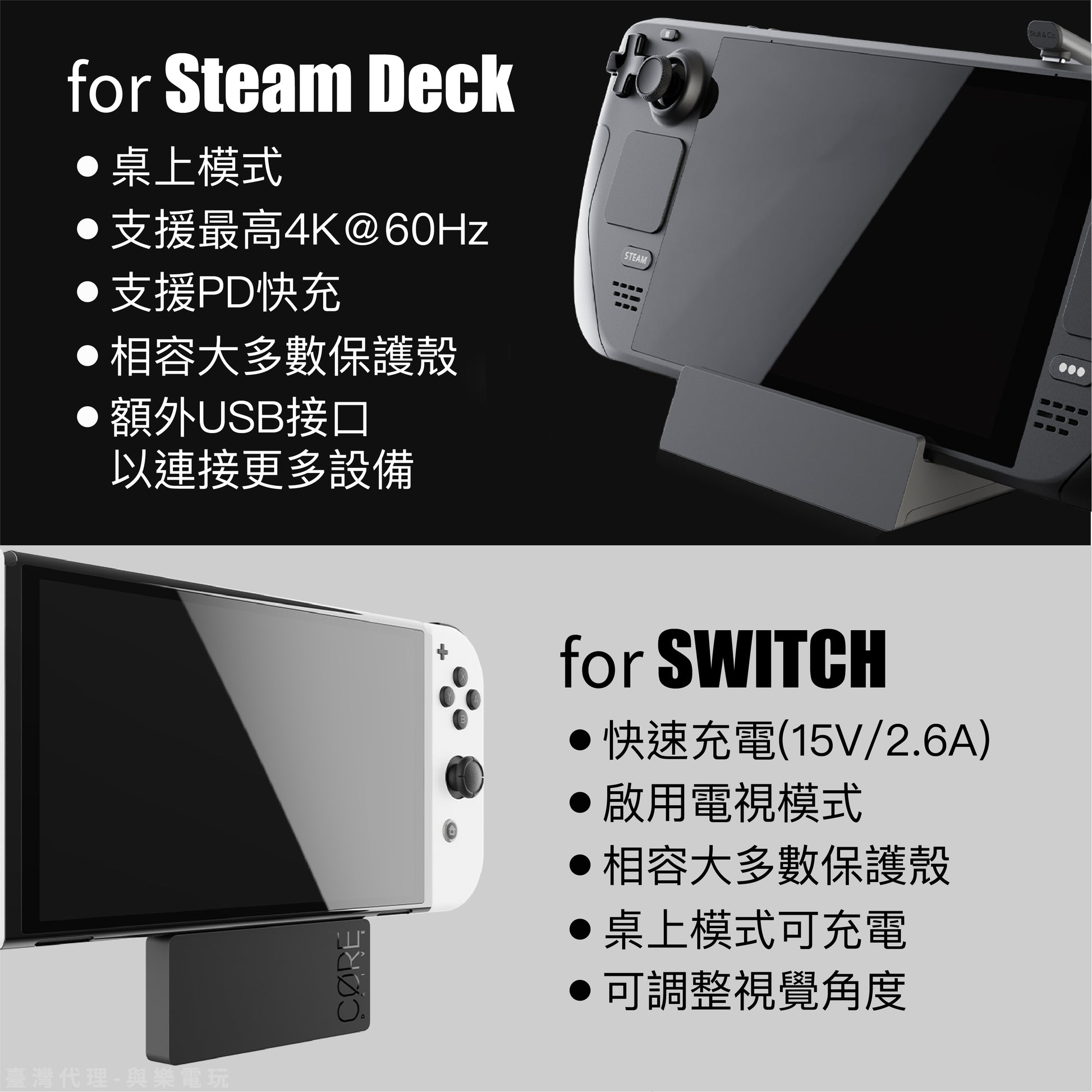 多功能緊湊型便攜底座 適用Steam Deck/OLED/ROG Ally.